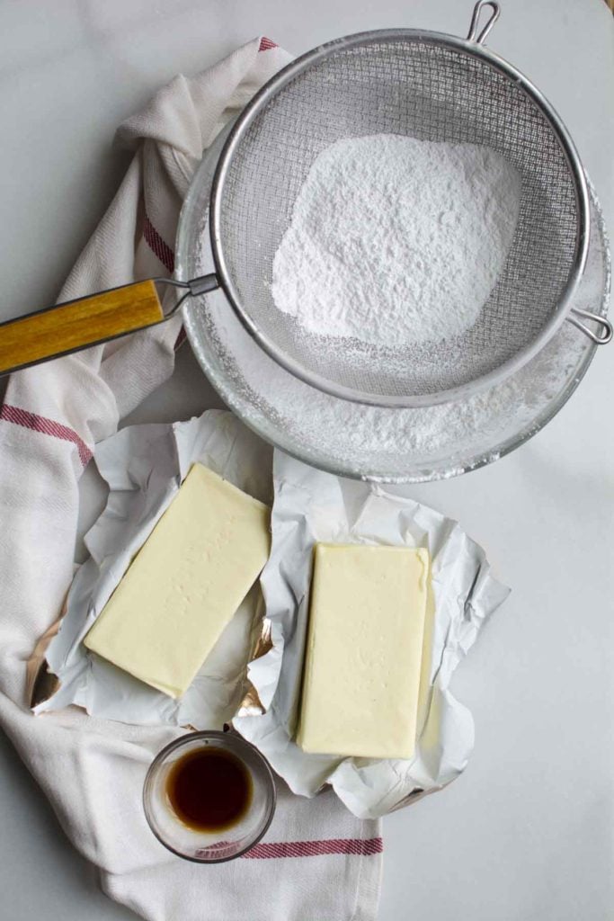 Buttercream icing ingredients.