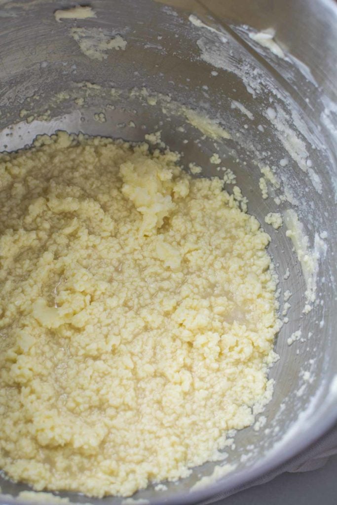Curdled dough base.