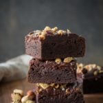 Hazelnut Chocolate Brownies stacked