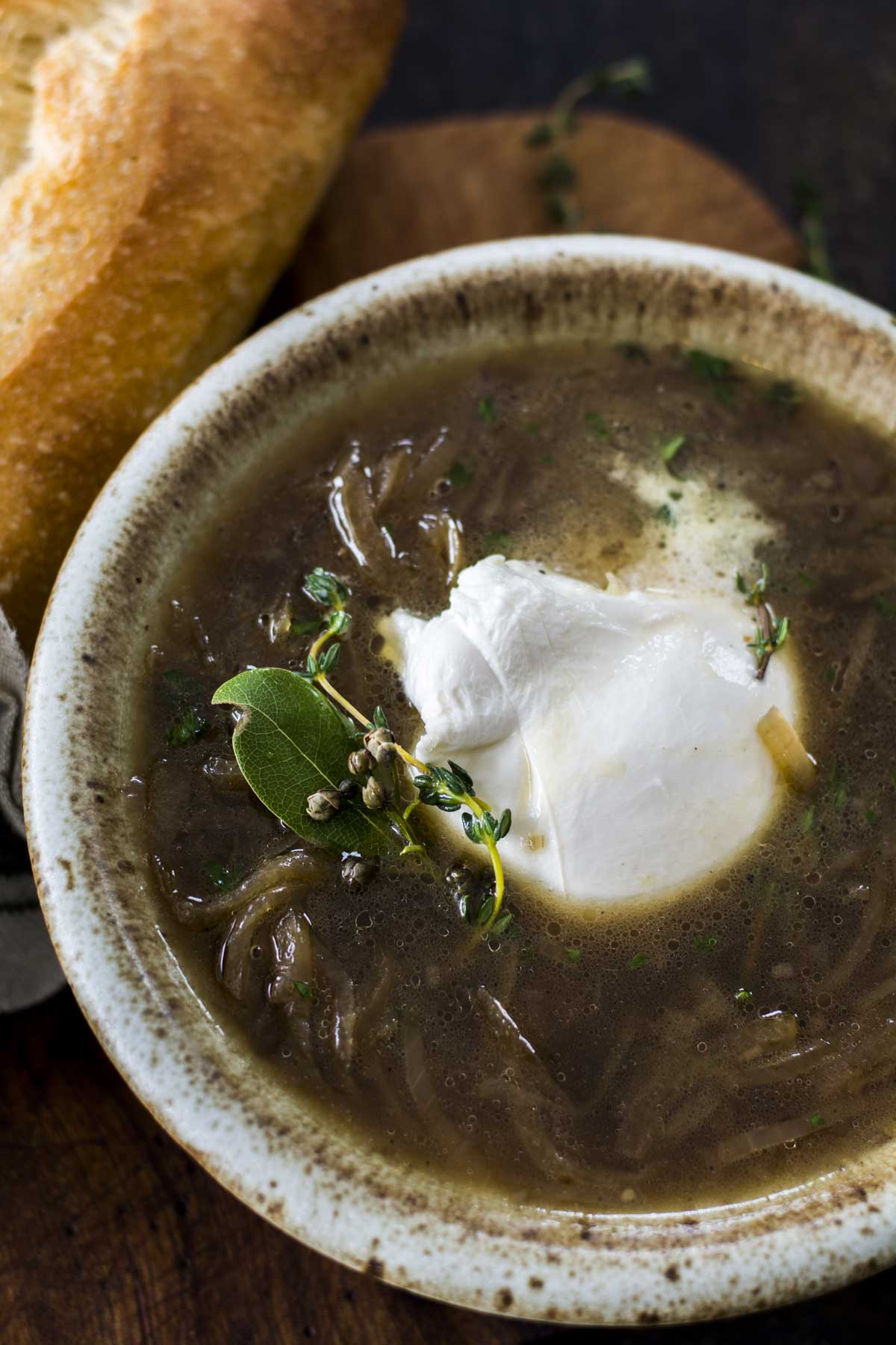 crockpot burrata French onion soup