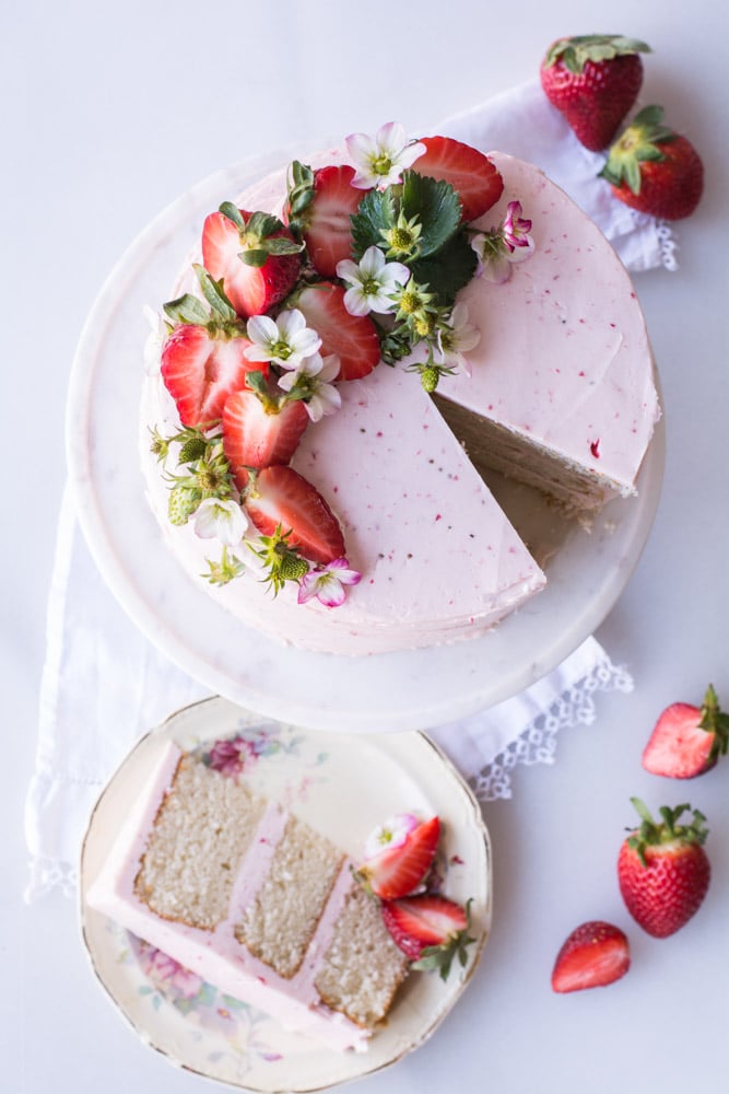 Cake with a slice taken out on a plate