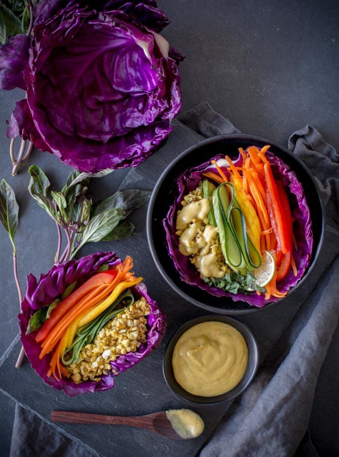 Cabbage with veggies and cashews