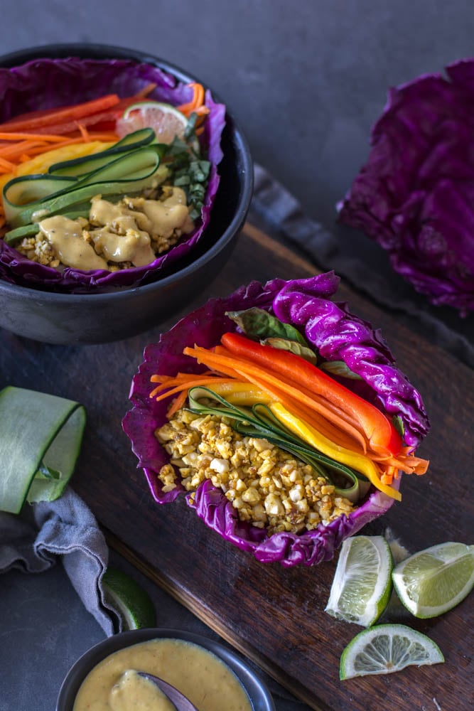 Raw Cashew Mango Cabbage Wraps