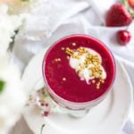 Cherries, strawberries, and beets blended for a refreshing smoothie