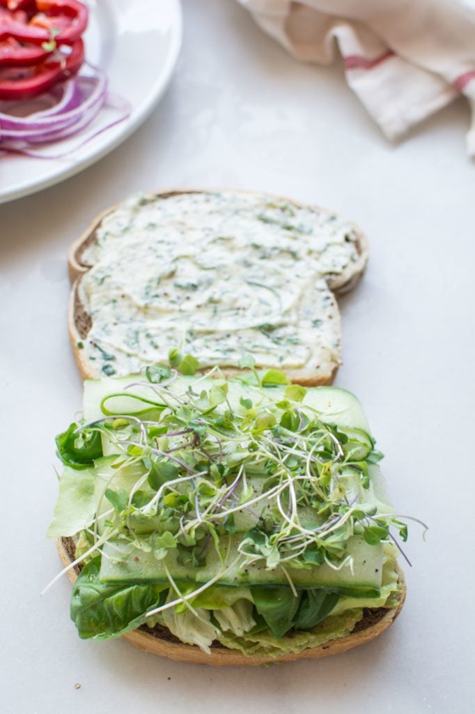 California veggie sandwich with fresh herb mayo