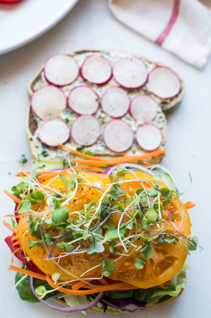 California veggie sandwich with fresh herb mayo