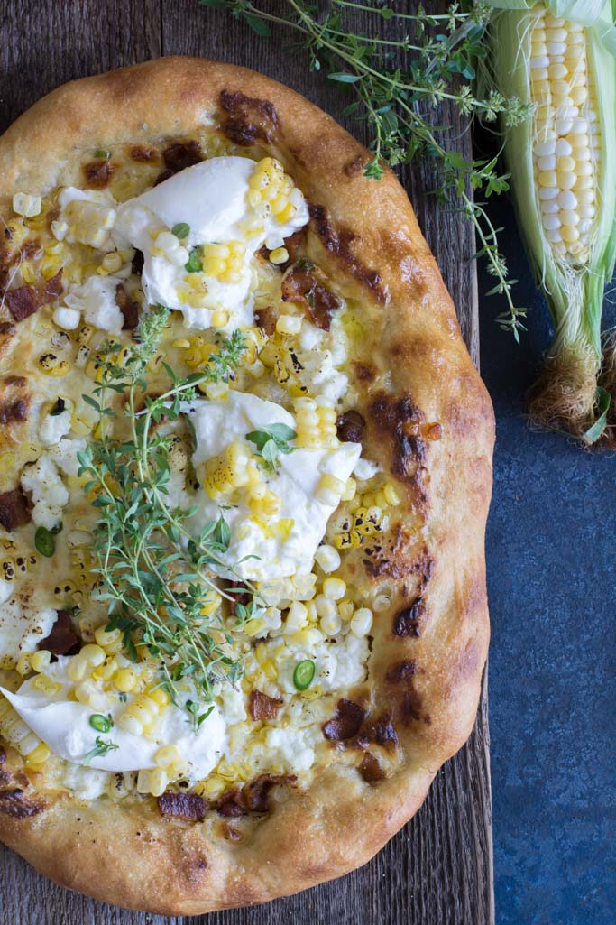 Roasted Corn Bacon Lardon Serrano Pizza