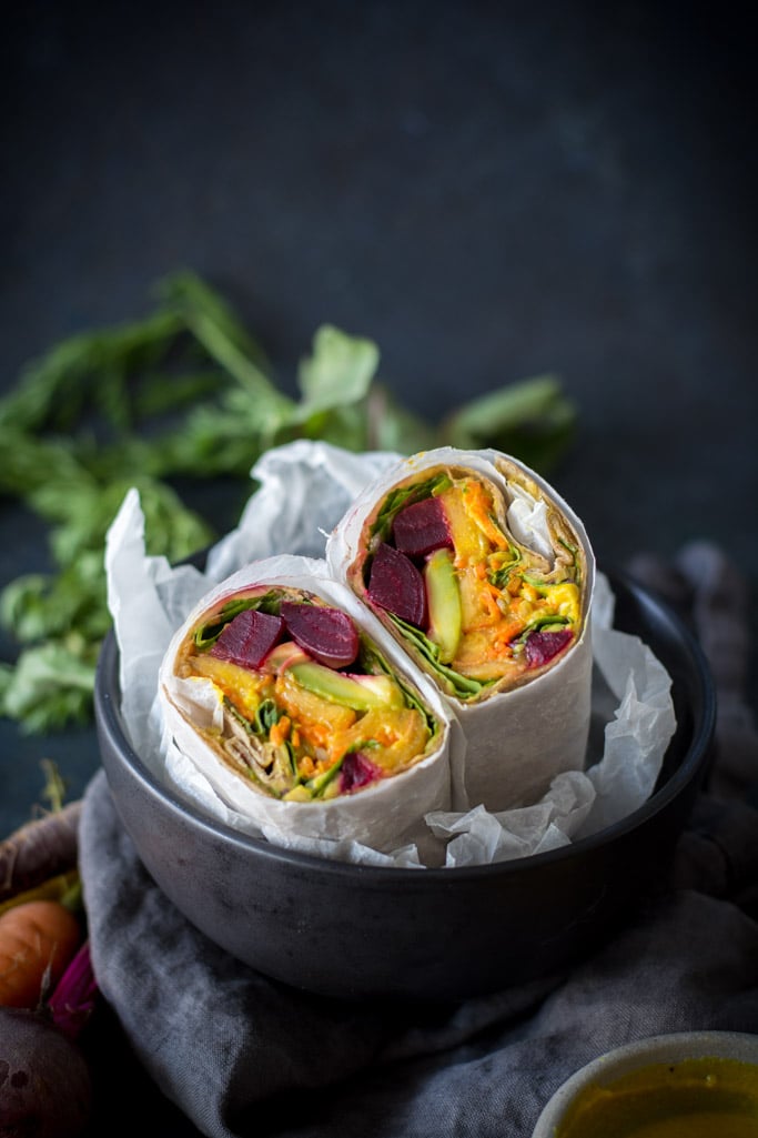 Beet wraps in a bowl
