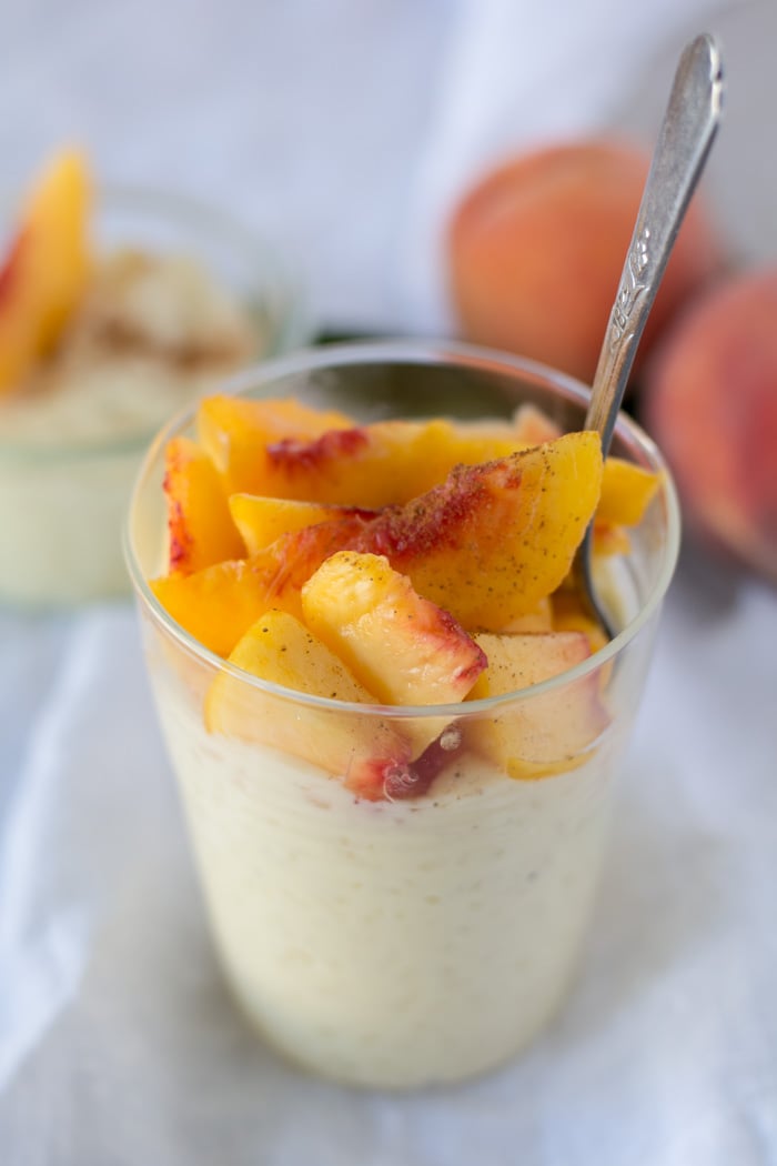 Simple Rice Pudding and Peaches