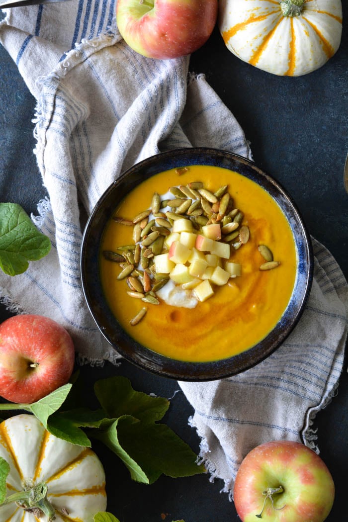 Pumpkin Apple soup in a bowl