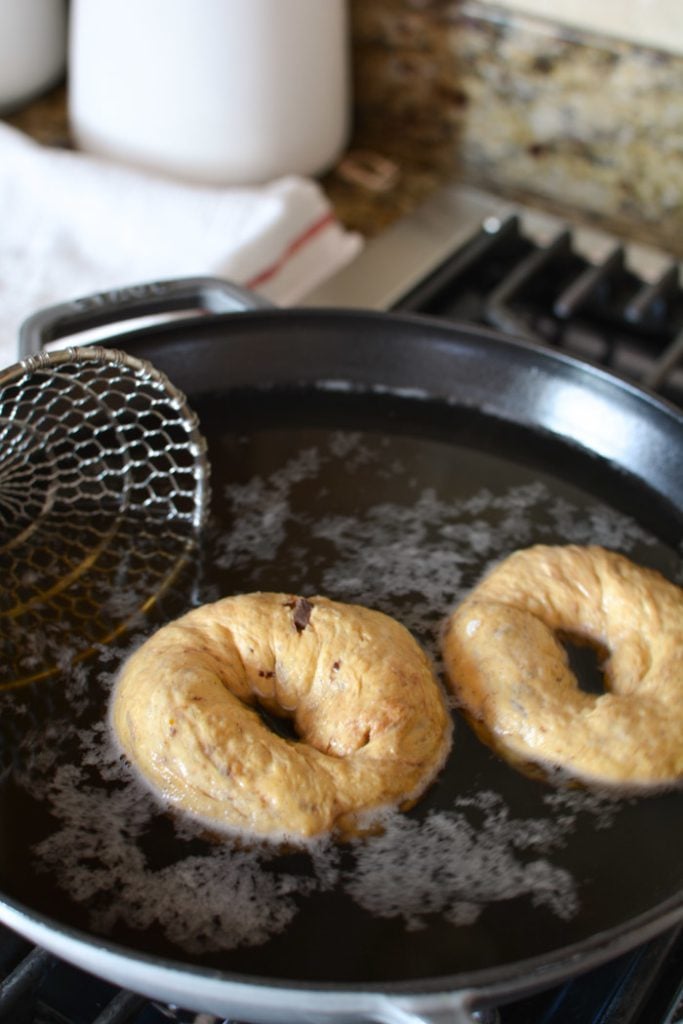 boiling pumpkin bagels