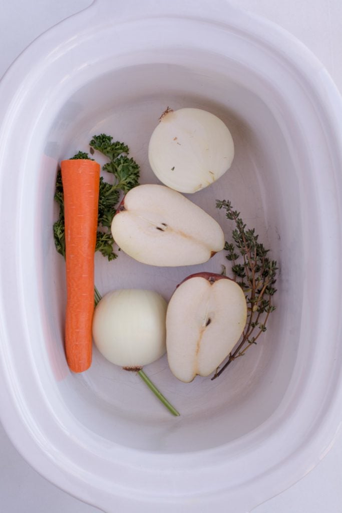 Carrot, pears, herb crockpot.
