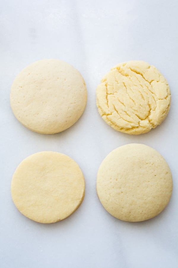 Four round sugar cookies