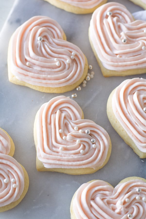 pink iced heart sugar cookies