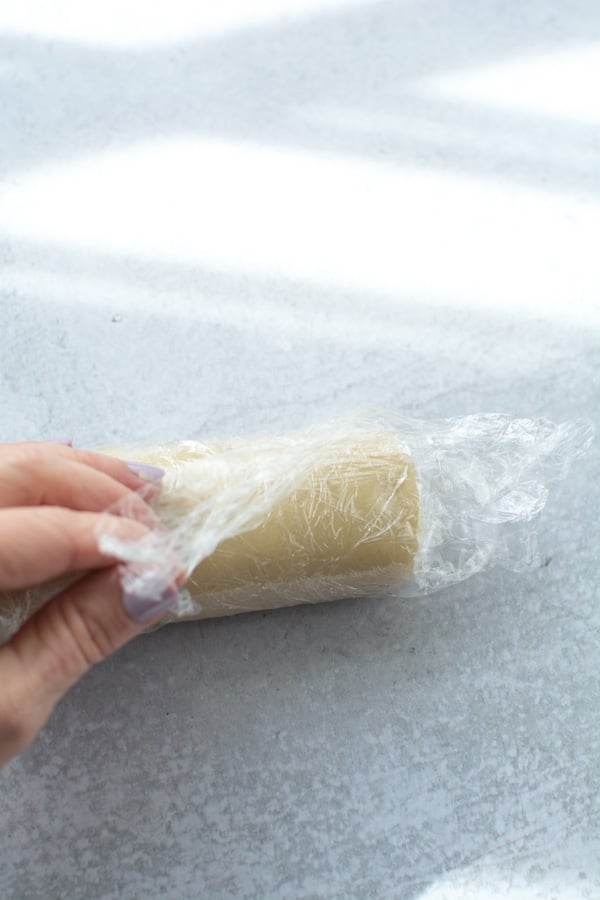 Marzipan in plastic wrap