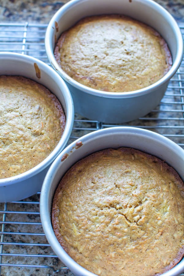 baked carrot cake in tins