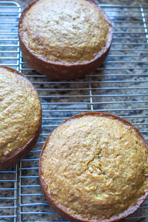 carrot cakes on cooling rack