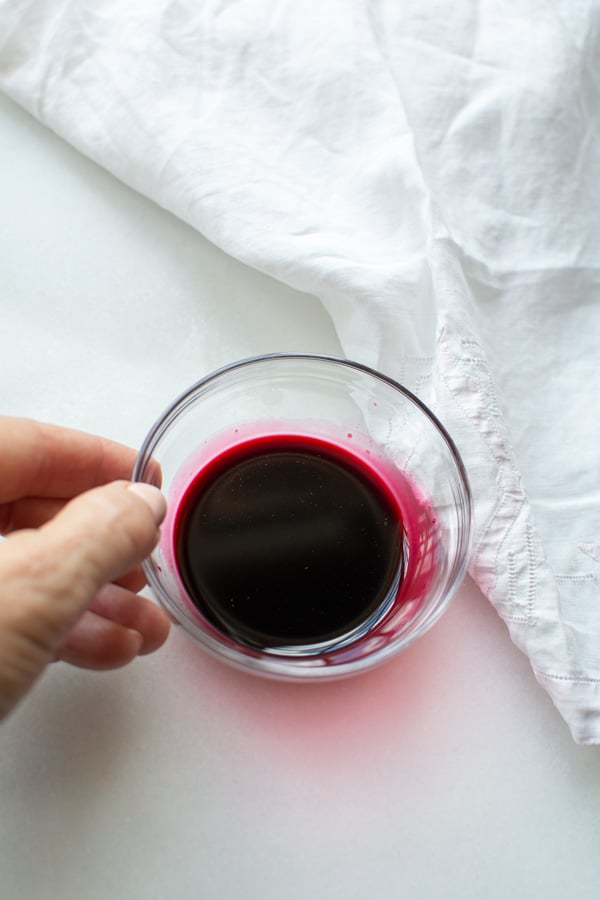 reduced hibiscus concentrate in small glass bowl