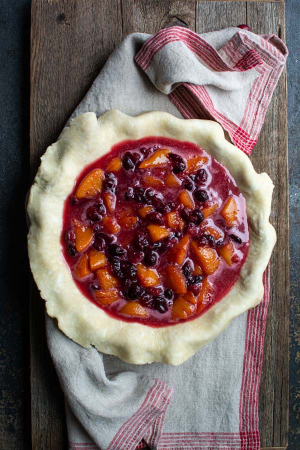 Pie crust with cranberry peach filling