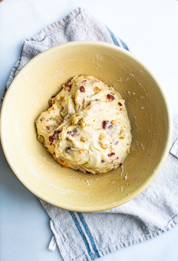 Stollen dough after rising in refrigerator