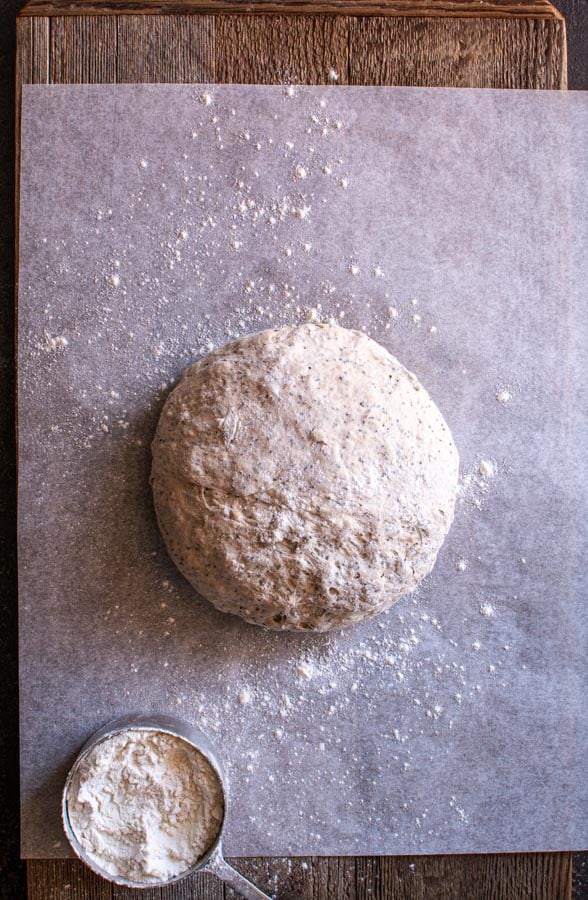 Round kneaded boule of Dakota bread