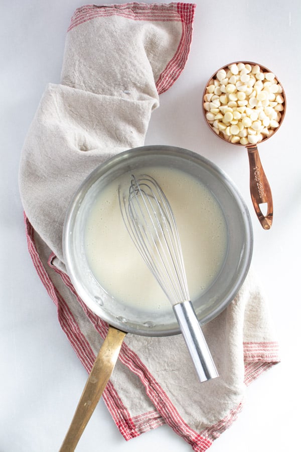 warmed roux mixture in saucepan