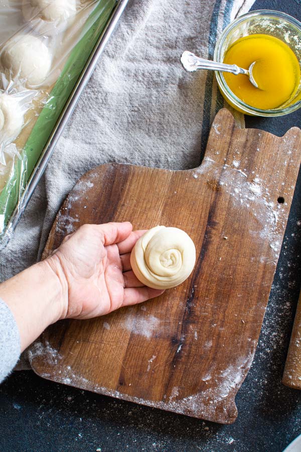 Round layered paratha dough