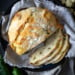 Slices of No-knead Partially sliced Green Chile Cheddar Bread